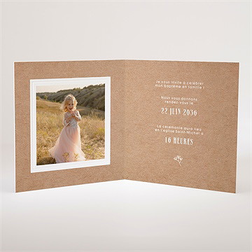 Faire-part de baptême pele mele photo gaufrage - Intérieur du faire-part