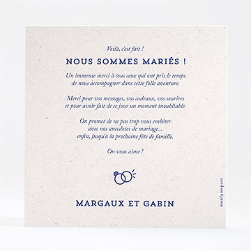 Remerciement mariage allez viens ! - Dos de la carte
