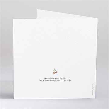 Faire-part de baptême florilège gaufrage - Dos du faire-part