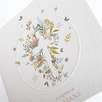 Faire-part de baptême tout en joie gaufrage - Détail du faire-part