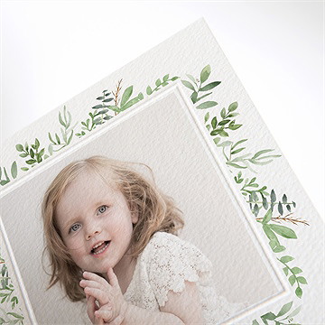 Faire-part de baptême kraft végétal gaufrage - Détail du faire-part