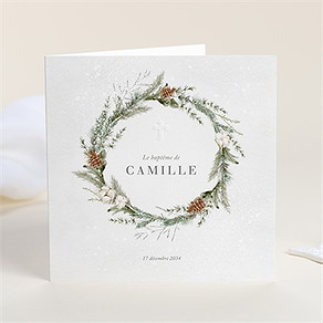 Faire-part de baptême l'hiver gaufrage