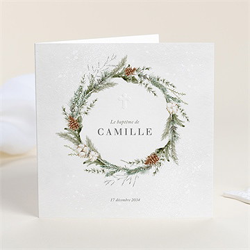 Faire-part de baptême l'hiver gaufrage