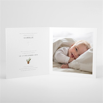 Faire-part de baptême l'hiver gaufrage - Intérieur du faire-part