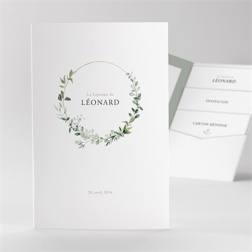 Faire-part de baptême l'eucalyptus pocketfold