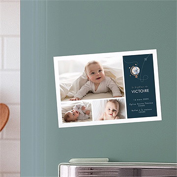 Faire-part de baptême mon passeport bapteme magnet