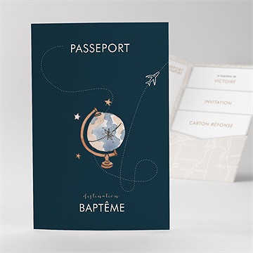 Faire-part de baptême passeport bapteme pocketfold