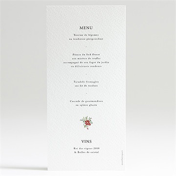 Menu mariage jardin fleuri - Dos du menu