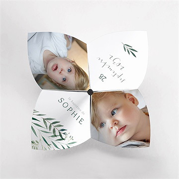 Faire-part de baptême jolie annonce cocotte - Vue du dessus