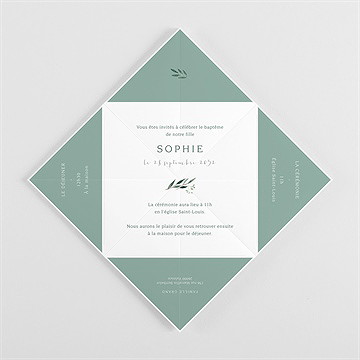 Faire-part de baptême jolie annonce cocotte - Vue intérieure pliée