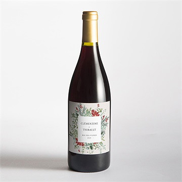 Etiquette de bouteille mariage jardin fleuri - Mise en situation