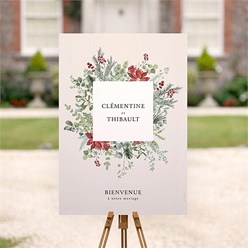 Panneau bienvenue jardin fleuri - Mise en situation