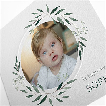 Faire-part de baptême jolie annonce gaufrage - Détail du faire-part