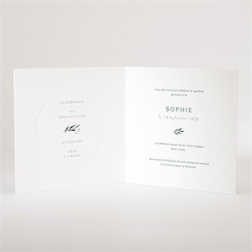 Faire-part de baptême jolie annonce gaufrage - Intérieur du faire-part