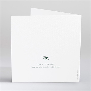 Faire-part de baptême jolie annonce gaufrage - Dos du faire-part