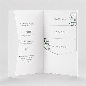 Faire-part de baptême jolie annonce pocketfold - Intérieur du faire-part
