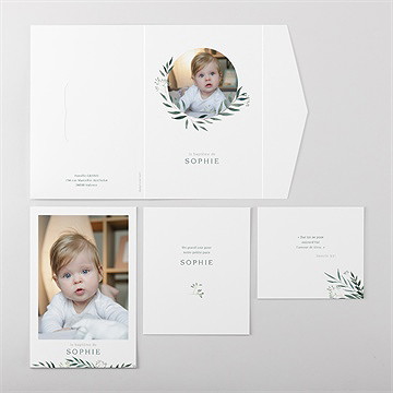 Faire-part de baptême jolie annonce pocketfold - Vue ensemble extérieur