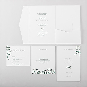 Faire-part de baptême jolie annonce pocketfold - Vue d'ensemble intérieur