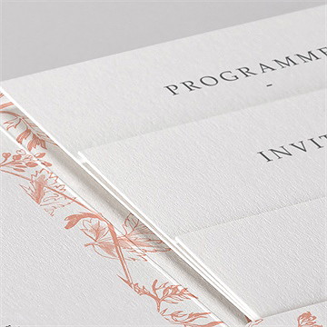 Faire-part de baptême gravure rosée pocketfold - Détail du faire-part