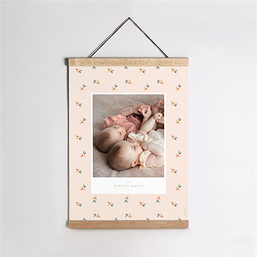 Affiche naissance fleurs jumelles