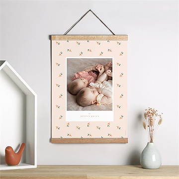 Affiche naissance fleurs jumelles - Mise en situation