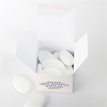 Boîte de dragées mariage allez viens ! - Intérieur de la boîte