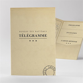 Faire-part de baptême télégramme baptême pocketfold