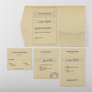 Faire-part de baptême télégramme baptême pocketfold - Vue d'ensemble intérieur