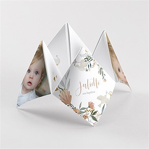 Faire-part de baptême jungle origami