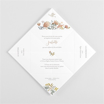 Faire-part de baptême jungle origami - Vue intérieure pliée