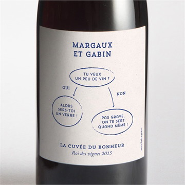 Etiquette de bouteille mariage allez viens ! étui