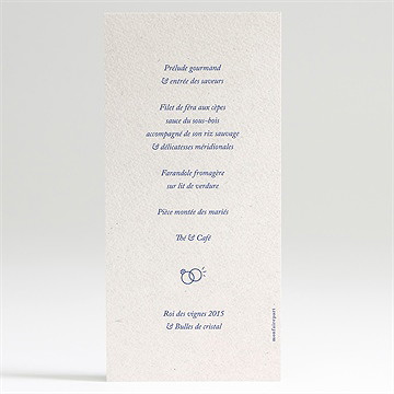 Menu mariage allez viens ! - Dos du menu