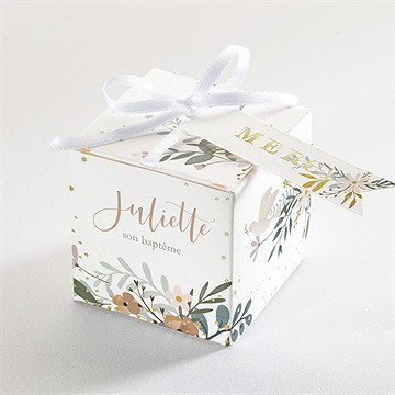 Boîte de dragées baptême jungle dorure