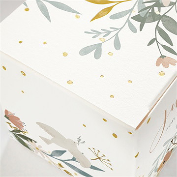 Boîte de dragées baptême jungle dorure - Détail de la boîte
