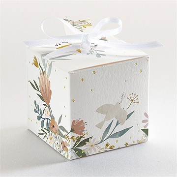 Boîte de dragées baptême jungle dorure - Dos de la boîte