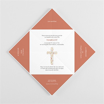 Faire-part de baptême florilège cocotte - Vue intérieure pliée