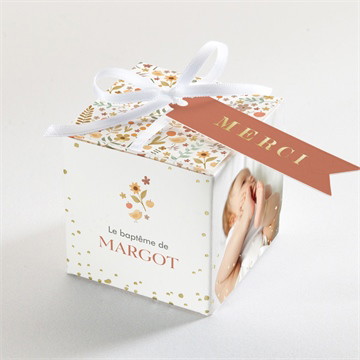 Boîte à dragées dorure - cube