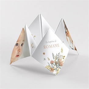 Faire-part de baptême tout en joie origami