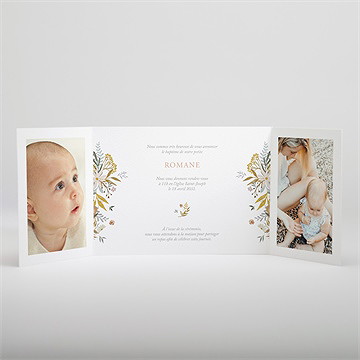 Faire-part de baptême tout en joie 2 volets - Intérieur du faire-part