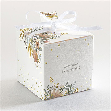 Boîte de dragées baptême tout en joie dorure - Dos de la boîte