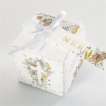 Boîte de dragées baptême tout en joie dorure - Dessus de la boîte