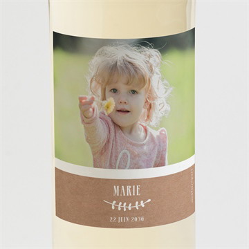 Etiquette de bouteille baptême pele mele photo sticker