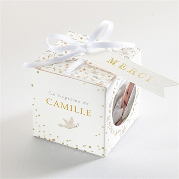 Boîte à dragées dorure - cube