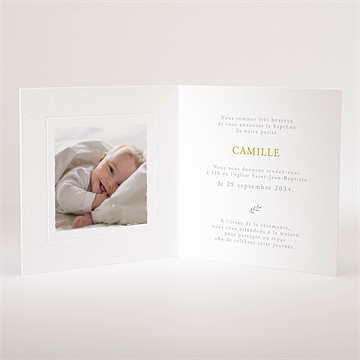 Faire-part de baptême vers le beau gaufrage - Intérieur du faire-part