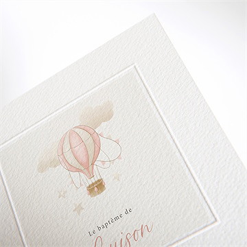 Faire-part de baptême la montgolfière gaufrage - Détail du faire-part