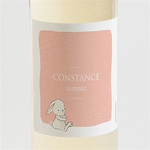 Etiquette de bouteille baptême petit lapin baptême