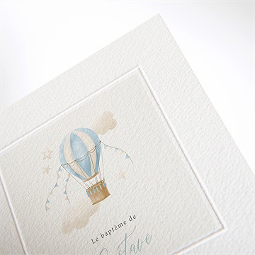 Faire-part de baptême ma montgolfière gaufrage - Détail du faire-part