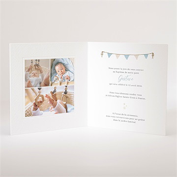 Faire-part de baptême ma montgolfière gaufrage - Intérieur du faire-part