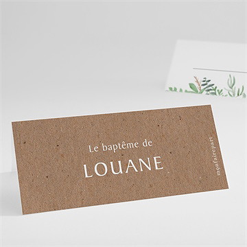Marque-place baptême kraft végétal