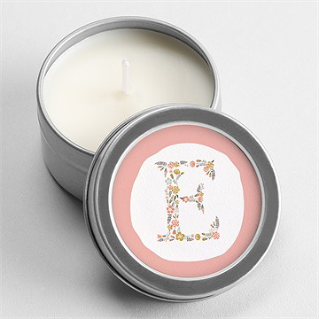 Bougie baptême initiales à motifs argent